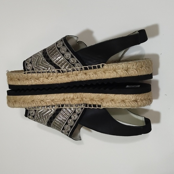 MIISTA LONDON silver black espadrilles 36 NEW - Picture 6 of 8